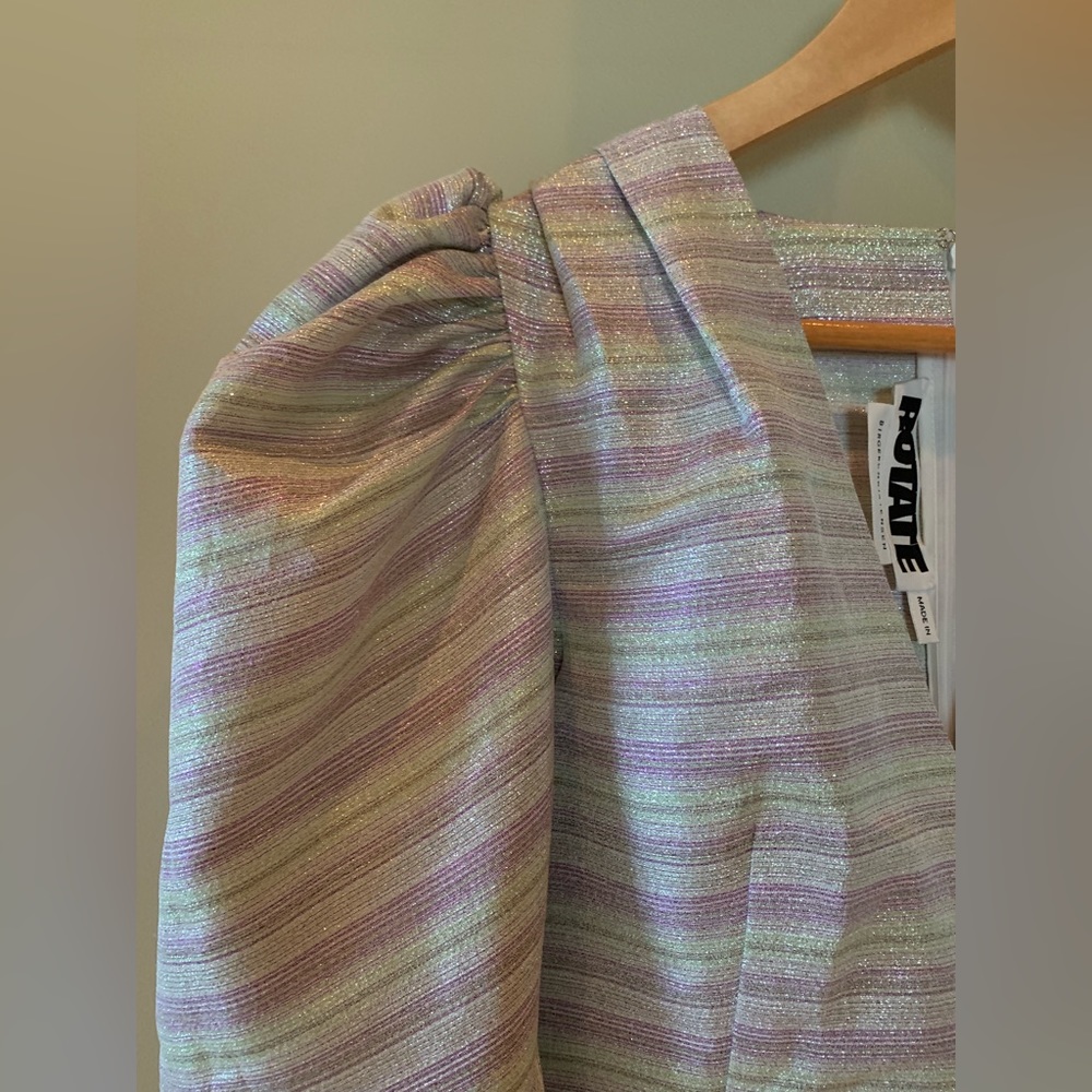 ROTATE Birger Christensen Metallic Wrap Dress - Picture 6 of 13